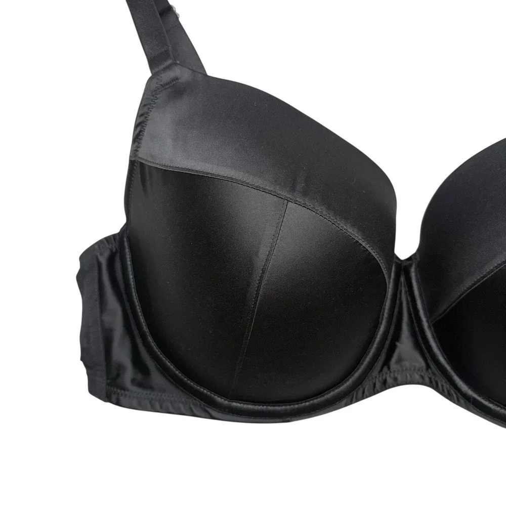 Cacique Womens Bra 44C Black Push Up Padded Underwire Romantic Sexy